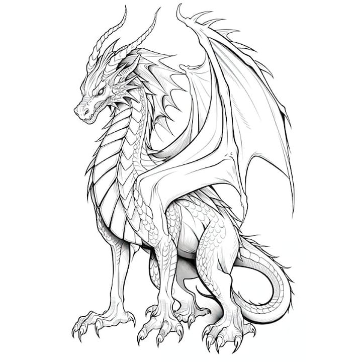 adult coloring page dragon