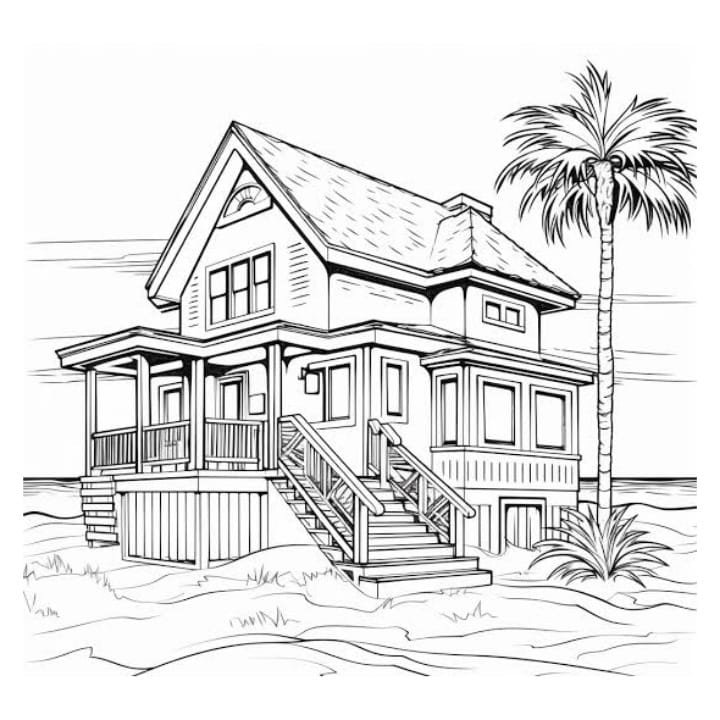 house coloring pages for adults