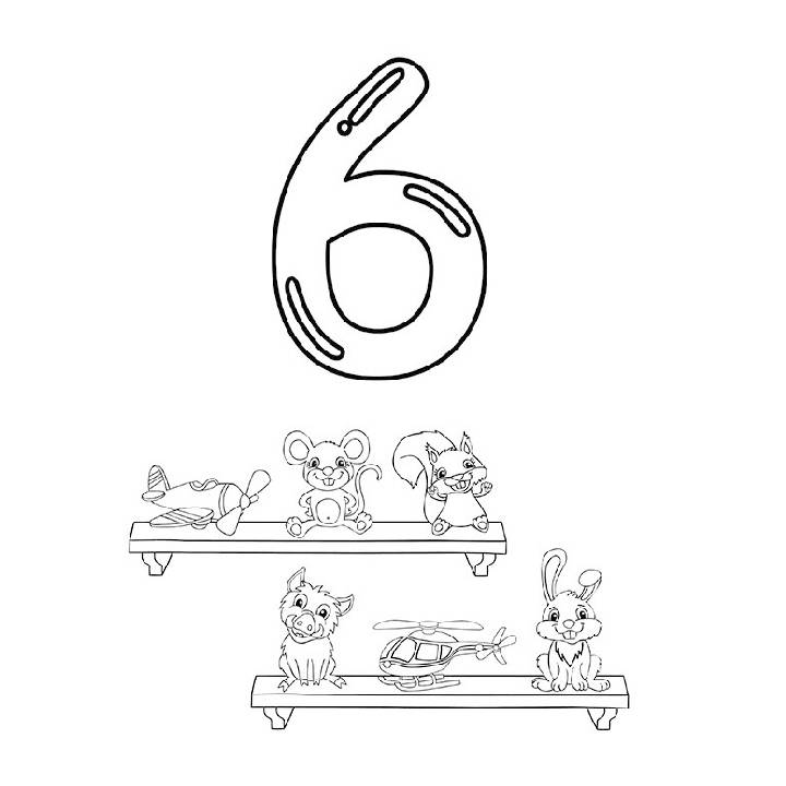 number 6 coloring pages