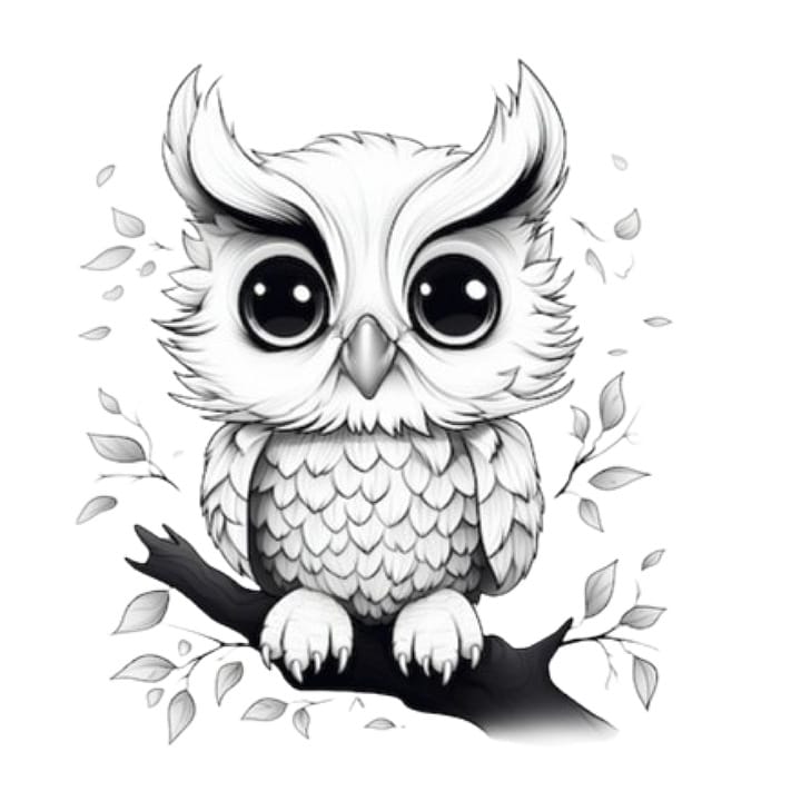 owl in a tree coloring page