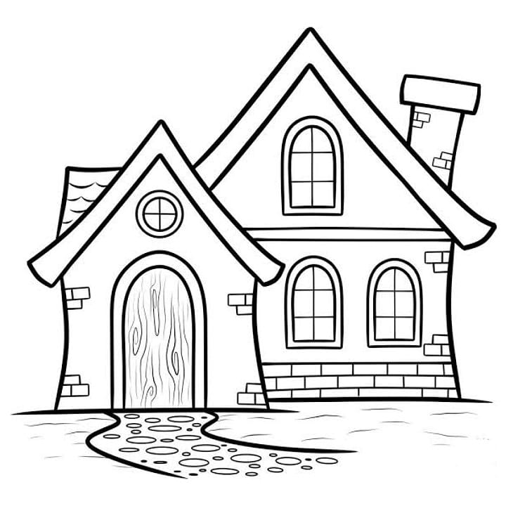 simple house coloring pages printable